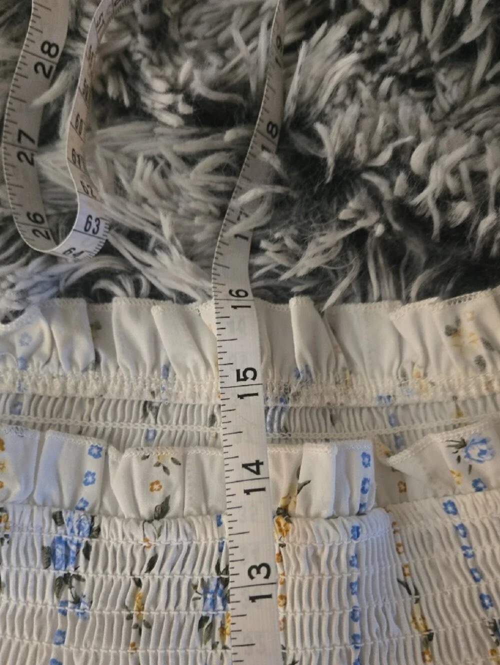 wild fable Cream Floral Smocked Tiered Skirt with Blue and Mustard Accents - Picture 2 of 4